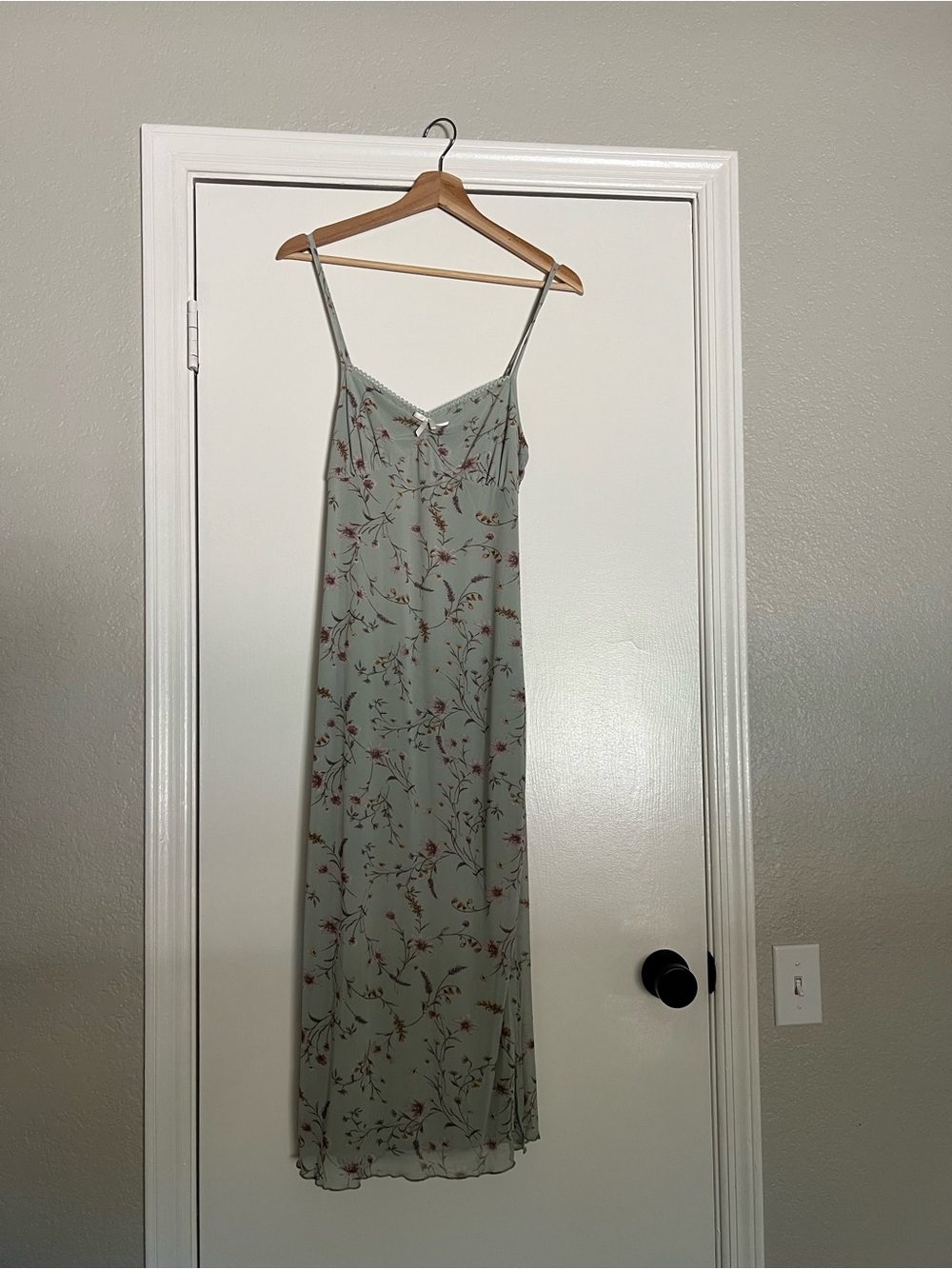 THIRTY/THIRTY Light Sage Floral Mesh Slip Dress